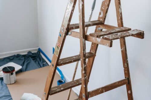 Brown Wooden Stepladder Inside A Room